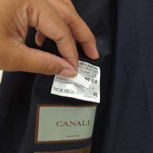 Canali Men US 48 Impeccabile Wool Blend Sports Blazer Blue Micro Check NEW FLAW - Picture 10 of 13